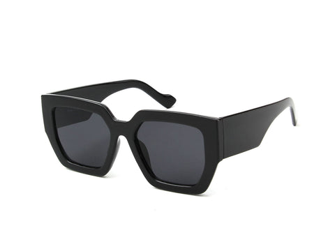 SALONIKA | Bold Square Cat-Eye Fashion Sunglasses- Black