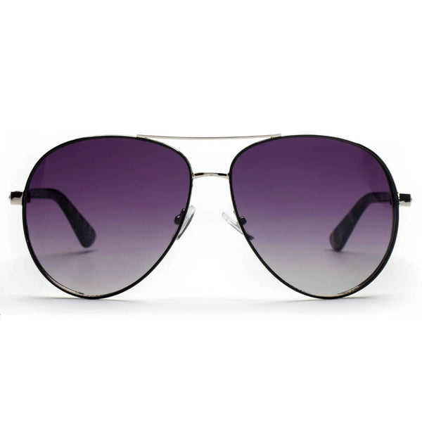 KEARNY | Classic Flat Top Brow Bar Aviator Fashion Sunglasses- Purple Gradient