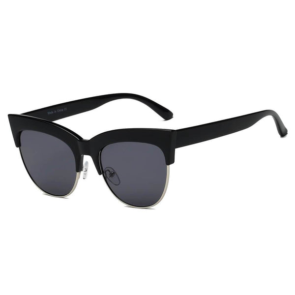 HENRIETTA | Half Frame Round Cat-Eye Sunglasses- 2 Colors