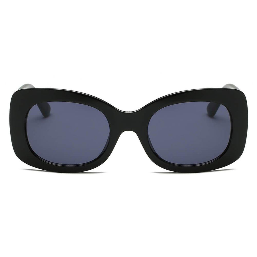 BAKU | Fashion Retro Rectangle Oversize Sunglasses- Black
