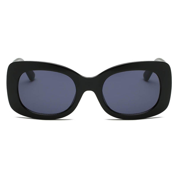 BAKU | Fashion Retro Rectangle Oversize Sunglasses- Black