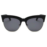 HENRIETTA | Half Frame Round Cat-Eye Sunglasses- 2 Colors