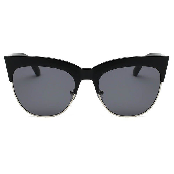 HENRIETTA | Half Frame Round Cat-Eye Sunglasses- 2 Colors