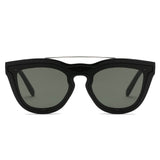 AIEA | Unisex Fashion Brow-Bar Single Flat Lens Round Sunglasses Circle