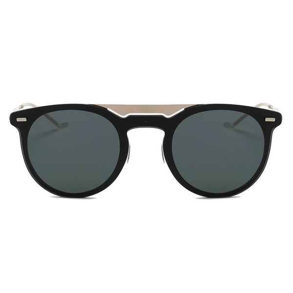 INDIO | Retro Mirrored Brow-Bar Design Circle Round Fashion Sunglasses