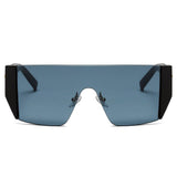 MABLETON | Women Retro Flat Top Lens Square Shield Wrap Around Sunglasses