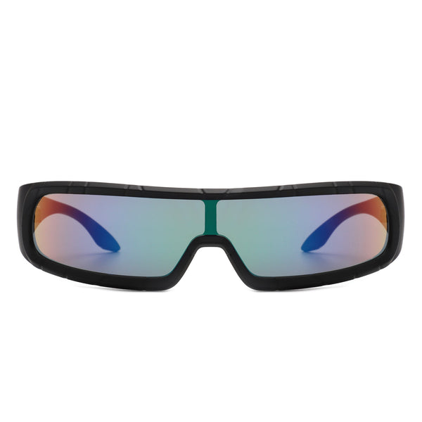 Orion - Futuristic Wrap Around Rectangle Shield Sunglasses