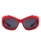 Nightgle - Rectangle Wrap Around Oval Spike Sport Sunglasses