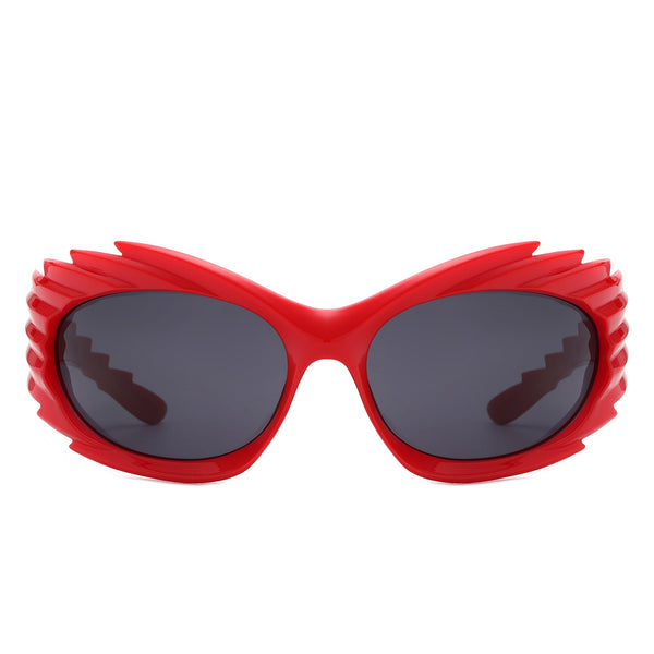 Nightgle - Rectangle Wrap Around Oval Spike Sport Sunglasses