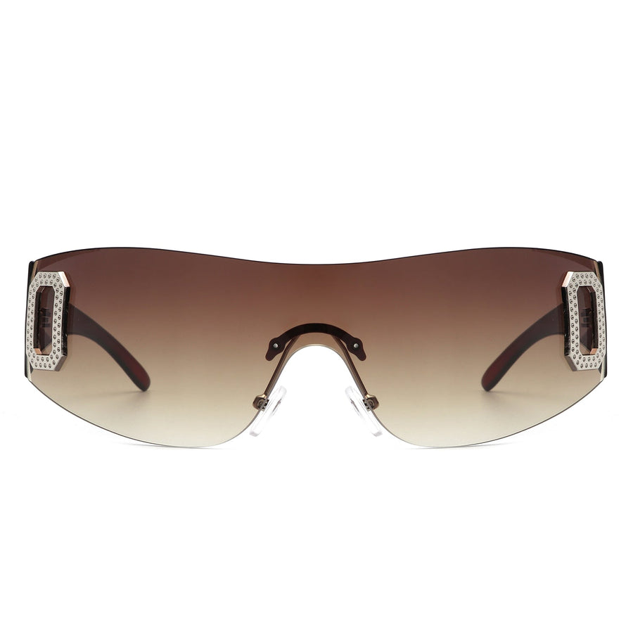 Havoc Rimless Rectangle Sleek Wrap-Around Sunglasses- 6 Colors