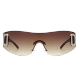 Havoc Rimless Rectangle Sleek Wrap-Around Sunglasses- 6 Colors
