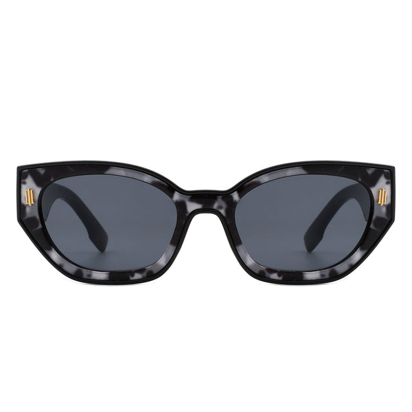 Dawnmist - Geometric Retro Round Irregular Narrow Cat Eye Sunglasses