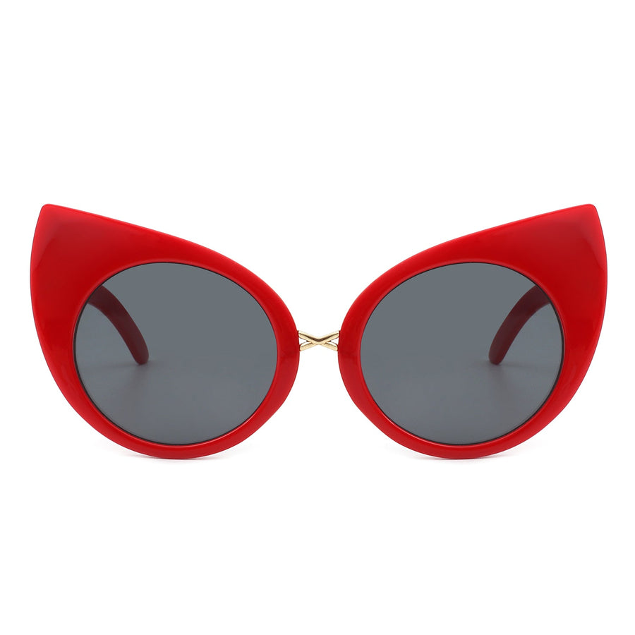 Iridessa - Mod Retro High Pointed Oversized Cat-Eye Sunglasses- 6 Colors
