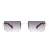 Oceanize - Rectangle Rimless Retro Frameless Fashion Tinted Sunglasses