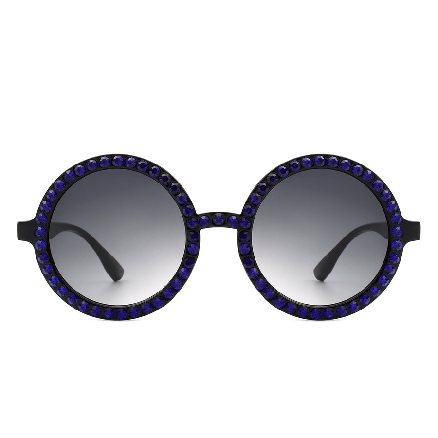 Dreamwey Round Oversized Rhinestone Fashion Sunglasses- 6 Colors