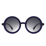 Dreamwey Round Oversized Rhinestone Fashion Sunglasses- 6 Colors
