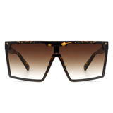 Vitalize - Oversize Retro Square Flat Top Tinted Fashion Women Sunglasses