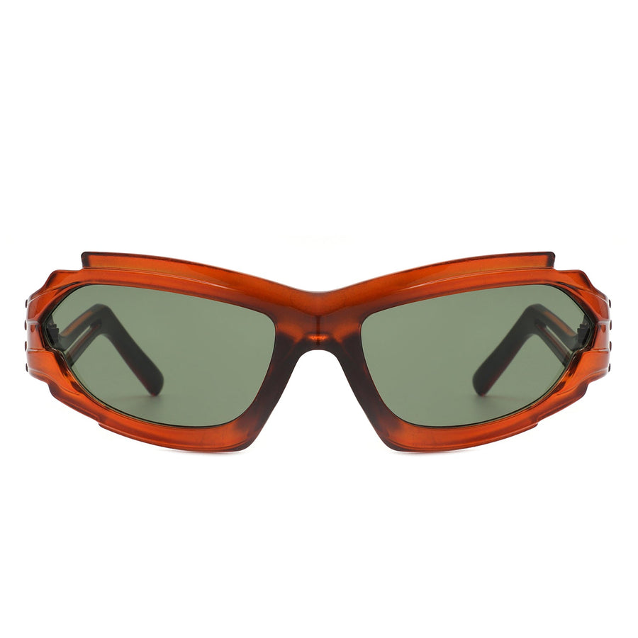 Moonhaze - Futuristic Rectangle Sport Wrap Around Sunglasses- 6 Colors