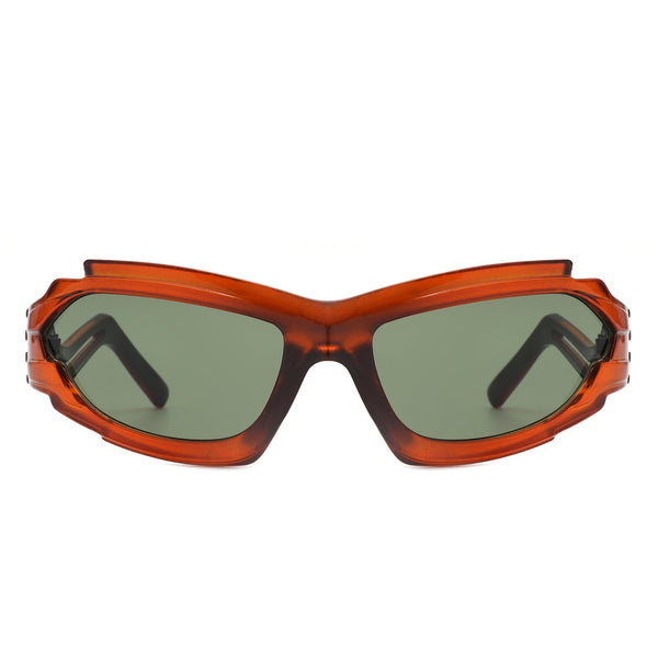 Moonhaze - Futuristic Rectangle Sport Wrap Around Sunglasses