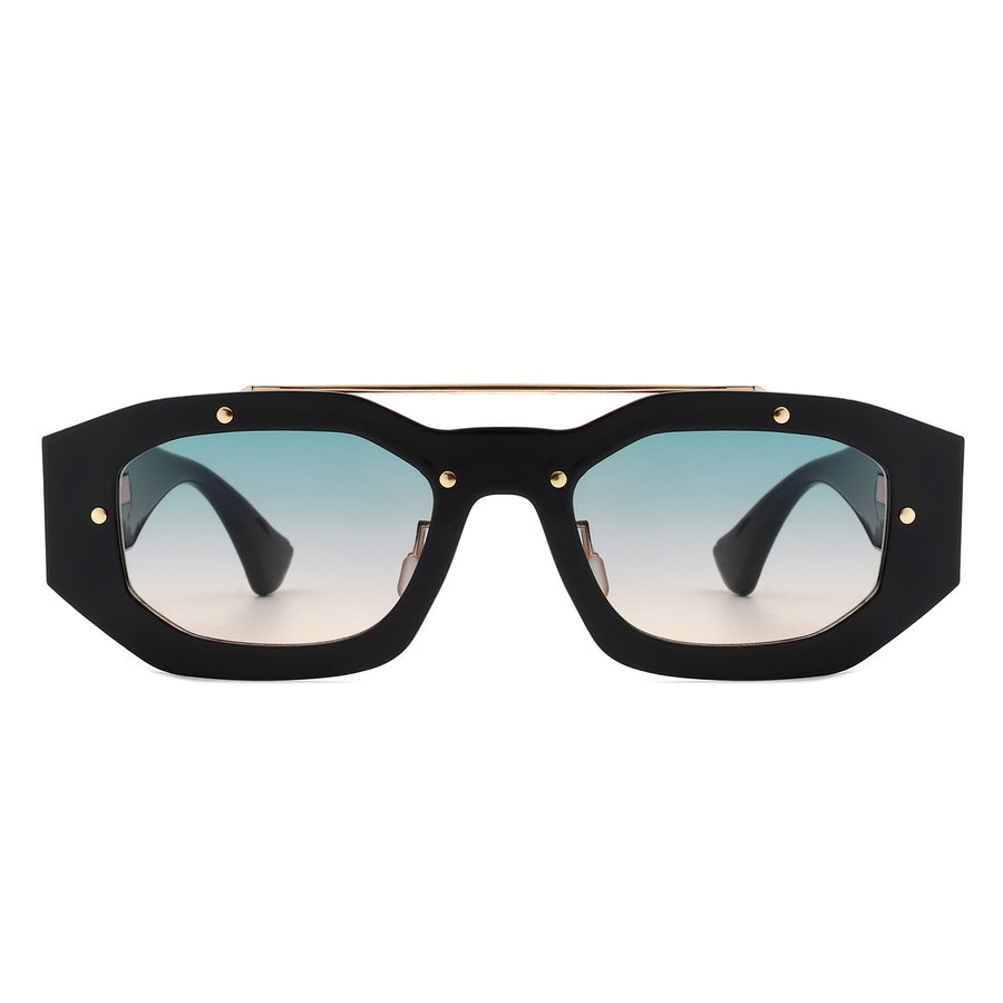 Xanadusk Geometric Retro Irregular Brow-Bar Square Fashion Sunglasses- 7 Colors