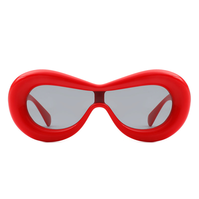 Argo - Oversized Y2K Inflated Frame One Piece Lens Sunglasses- 6 Colors