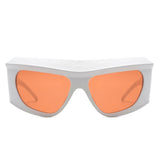 Thalia - Oversized Chunky Square Wrap Around Tinted Sunglasses