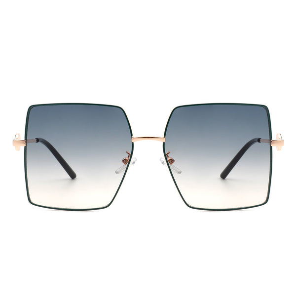 Benazia - Square Oversize Flat Top Large Tinted Women Fashion Sunglasses