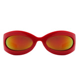Albion - Retro Oval Wrap Around Round Sunglasses