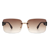 Dreamsea - Rectangle Classic Rimless Square Retro Tinted Fashion Sunglasses