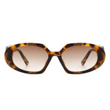 Glittera - Rectangle Retro Oval Chic Round Lens Leaf Design Fashion Sunglasses
