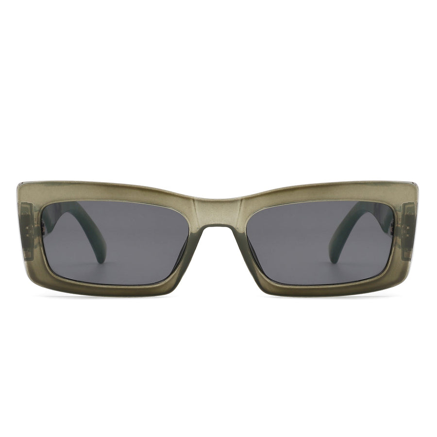 Illumyne - Retro Narrow Rectangle Flat Top Slim Sunglasses- 6 Colors