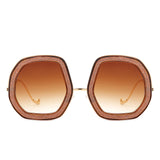 Xanadawn Round Irregular Geometric Glitter Fashion Sunglasses- 6 Colors