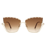 Starfire Half Frame Square Irregular Tinted Cat-Eye Fashion Sunglasses- 6 Colors