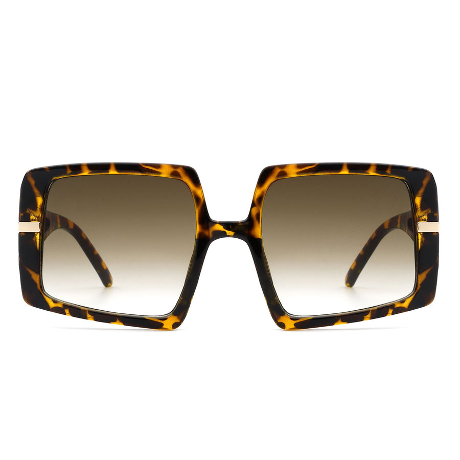 Jasmoria - Oversize Square Geometric Irregular Flat Top Women Sunglasses