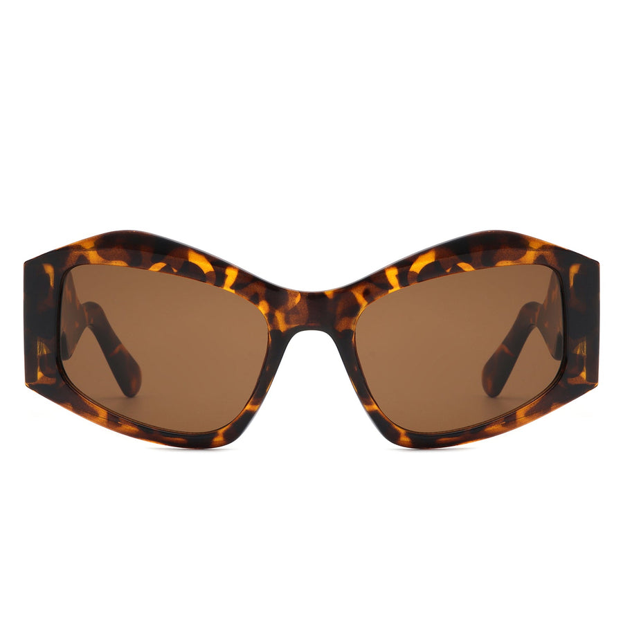 Shimmerz Oversized Square Irregular Wavy Temple Sunglasses- 7 Colors