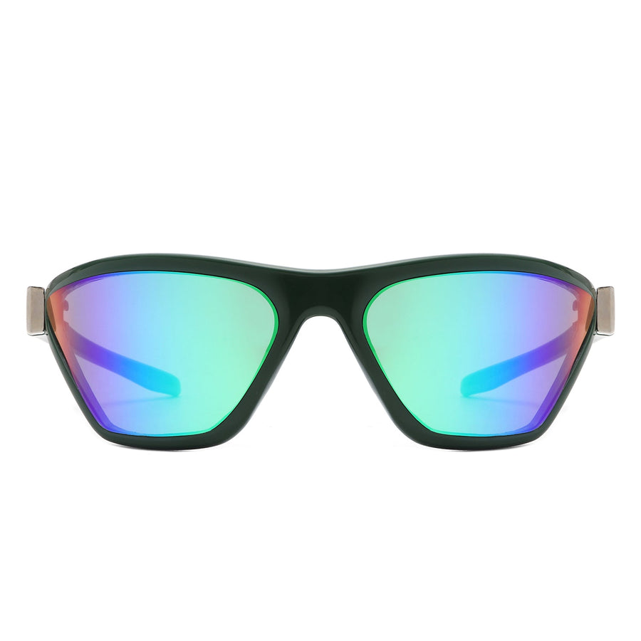 Luminize - Square Mirrored Wrap Around Sport Sunglasses