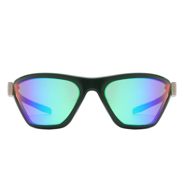 Luminize - Square Mirrored Wrap Around Sport Sunglasses