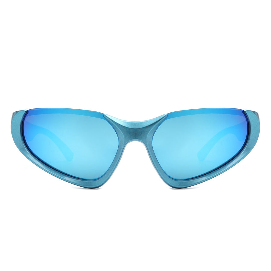 Dazzling - Retro Rectangle Wrap Around Fashion Sunglasses