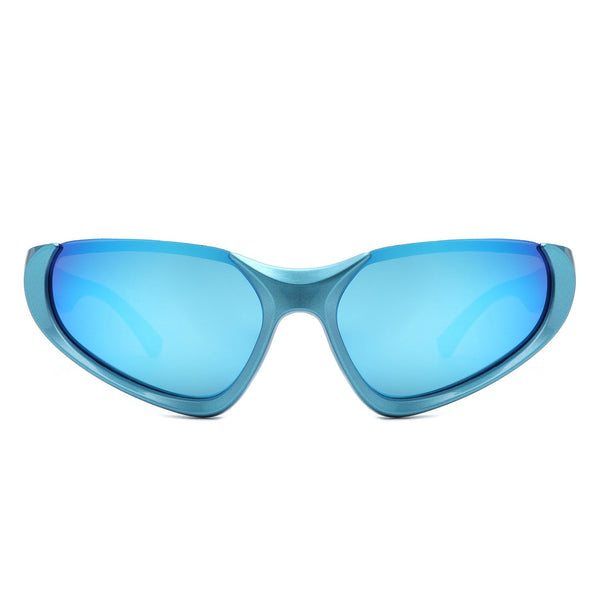 Dazzling - Retro Rectangle Wrap Around Fashion Sunglasses