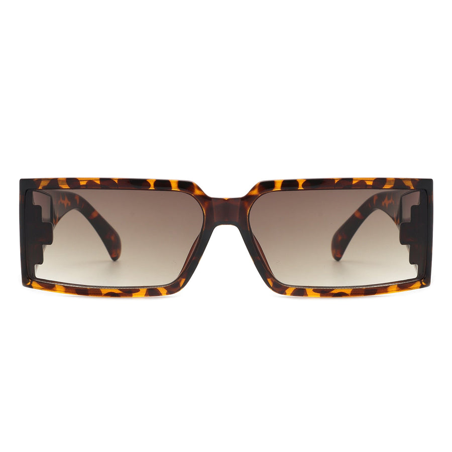 Daylumin - Retro Rectangle Chunky Square Wrap Around Sunglasses