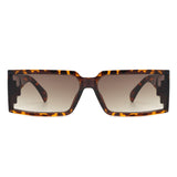 Daylumin - Retro Rectangle Chunky Square Wrap Around Sunglasses