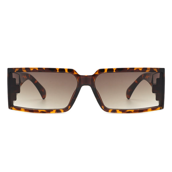 Daylumin - Retro Rectangle Chunky Square Wrap Around Sunglasses