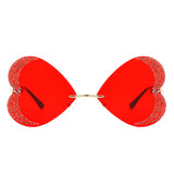 Quixotia - Rimless Butterfly Heart Shaped Tinted Sunglasses