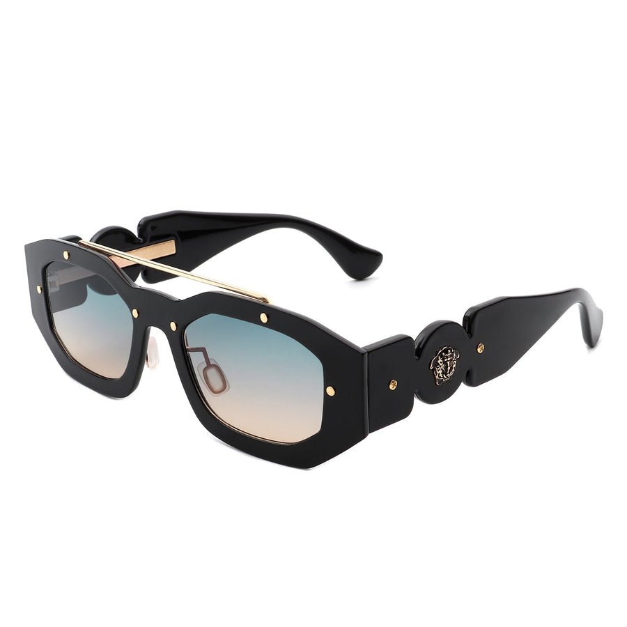 Xanadusk Geometric Retro Irregular Brow-Bar Square Fashion Sunglasses- 7 Colors