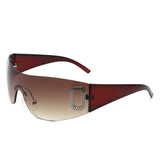 Havoc Rimless Rectangle Sleek Wrap-Around Sunglasses- 6 Colors