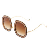 Xanadawn Round Irregular Geometric Glitter Fashion Sunglasses- 6 Colors