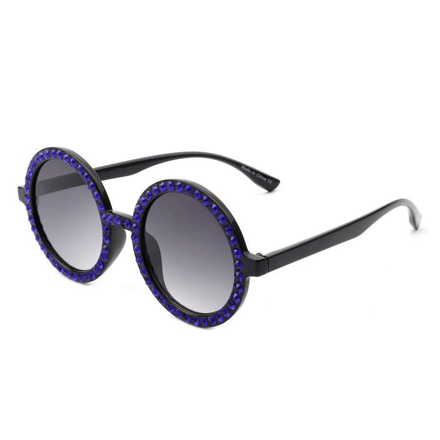 Dreamwey Round Oversized Rhinestone Fashion Sunglasses- 6 Colors