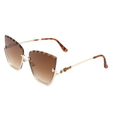 Starfire Half Frame Square Irregular Tinted Cat-Eye Fashion Sunglasses- 6 Colors