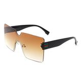 Yellowyx - Square Rimless Oversize Flat Top Retro Frameless Sunglasses