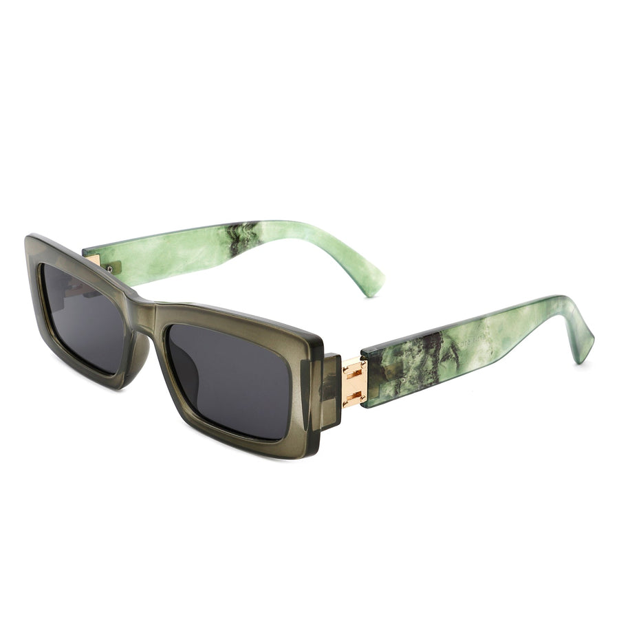 Illumyne - Retro Narrow Rectangle Flat Top Slim Sunglasses- 6 Colors